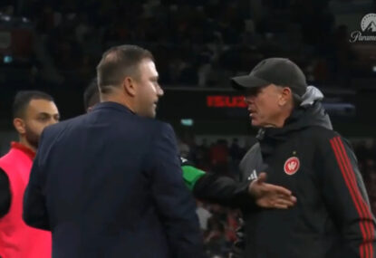 WATCH: A-League coaches need to be separated after tense clash following elimination final